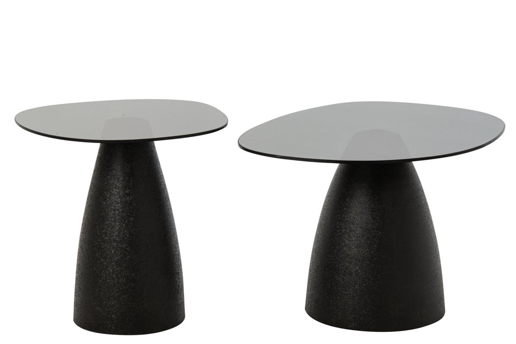 J-Line Salontafels - glas - zwart - set van 2