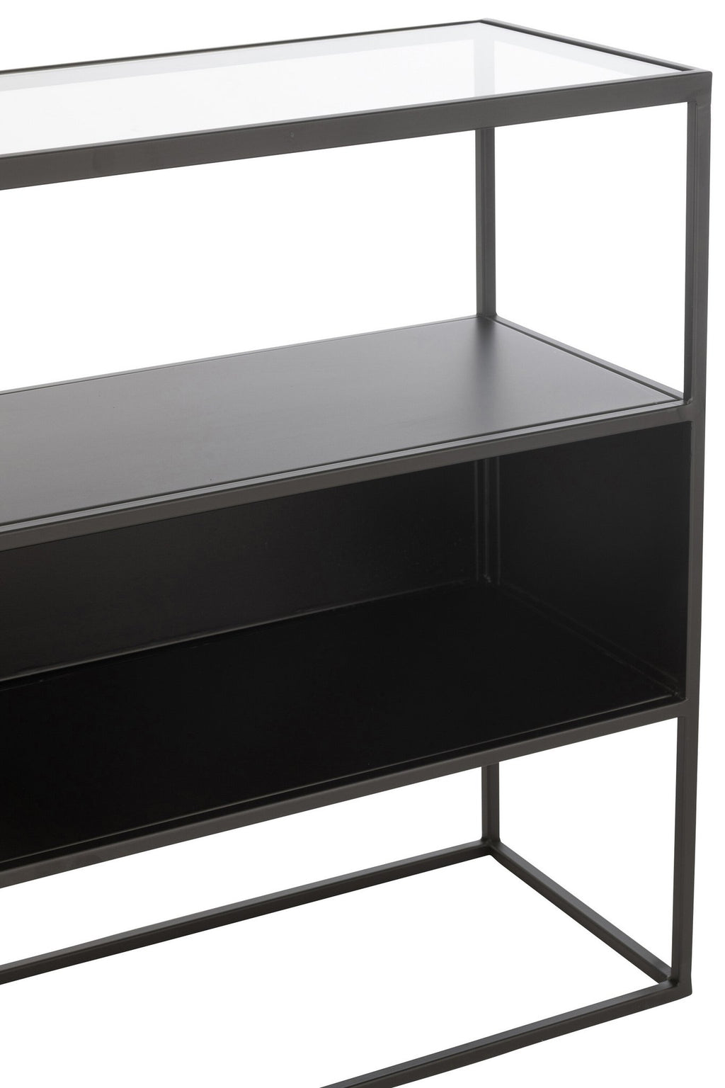 J-Line Console Vierkant Metaal/Glas Zwart