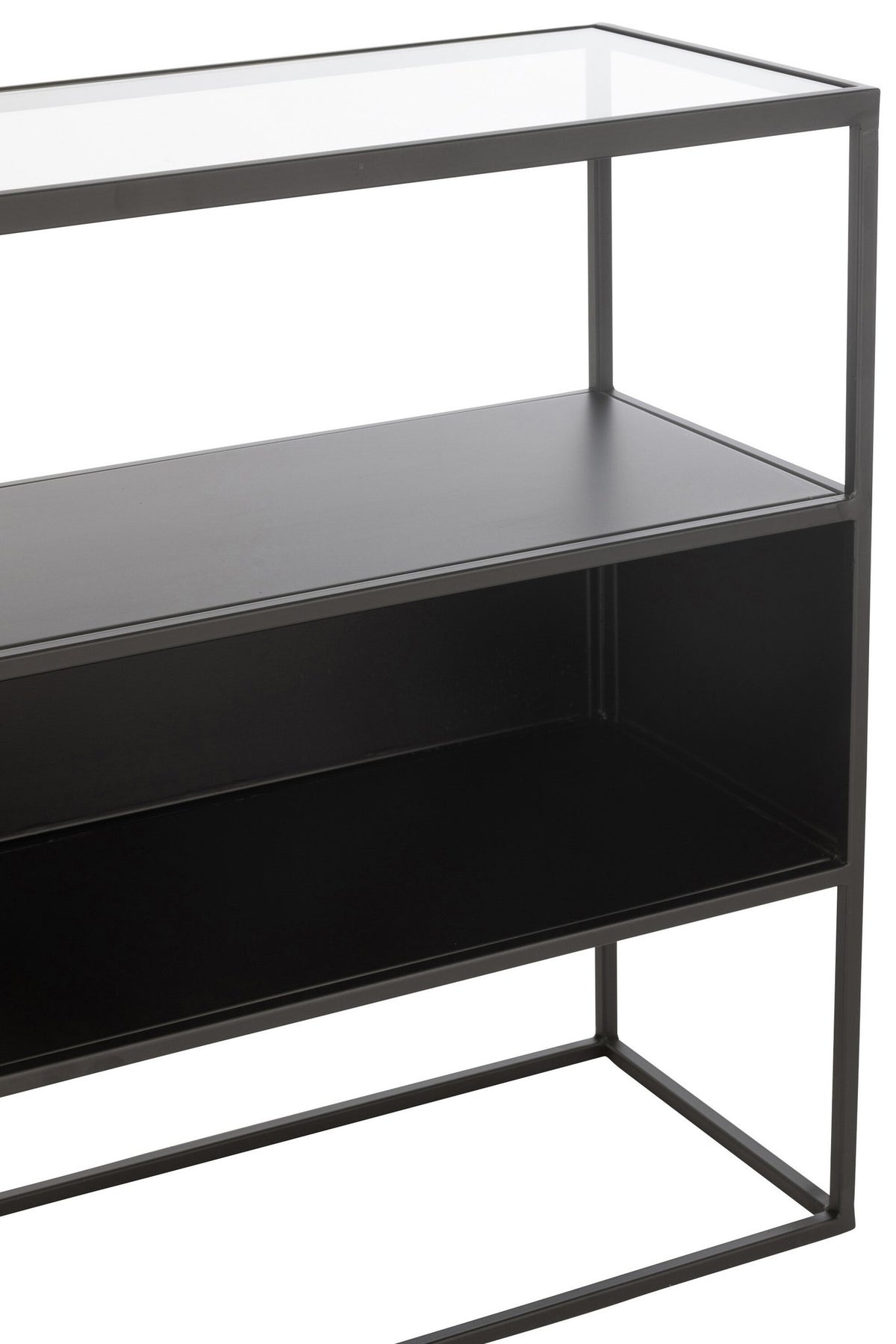 J-Line Console Vierkant Metaal/Glas Zwart