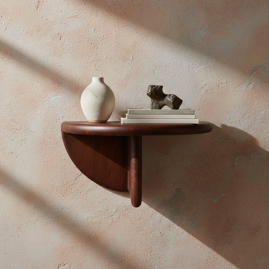 Bullnose mangohouten wandplank - 38x19x19 cm