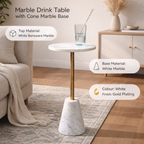 Marmeren Accenttafel - Gouden Afwerking - Sculpturale Kegelbasis