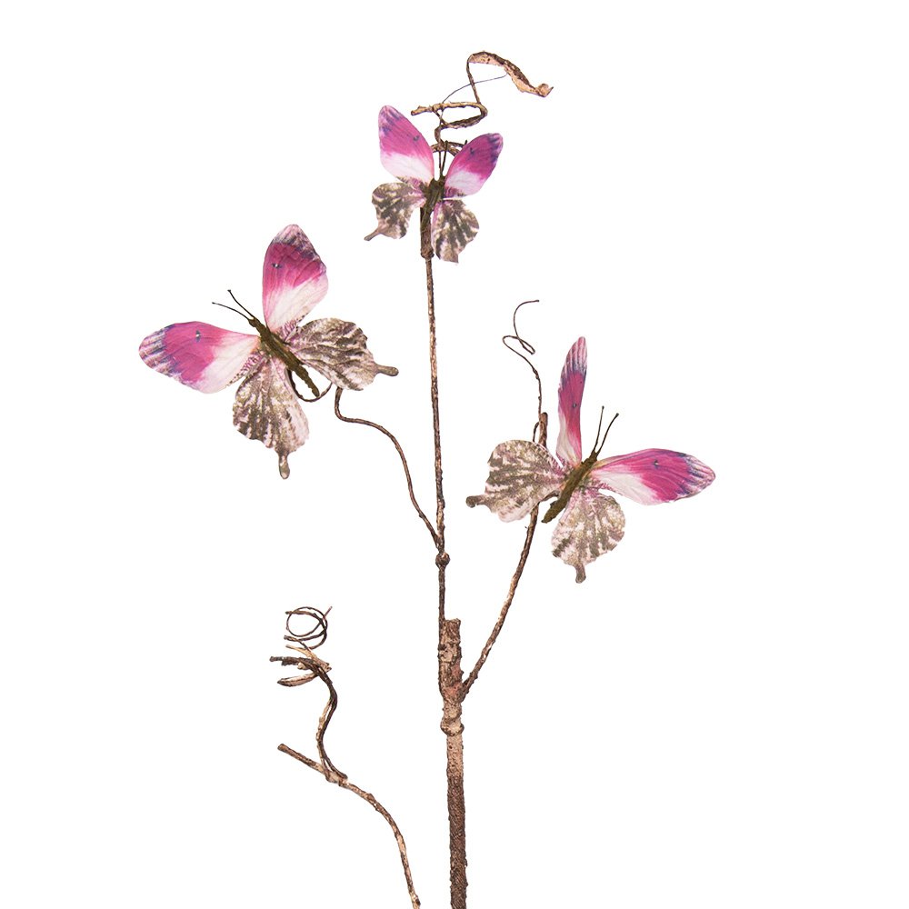 Decoratie Tak 85 cm Roze Metaal Vlinders