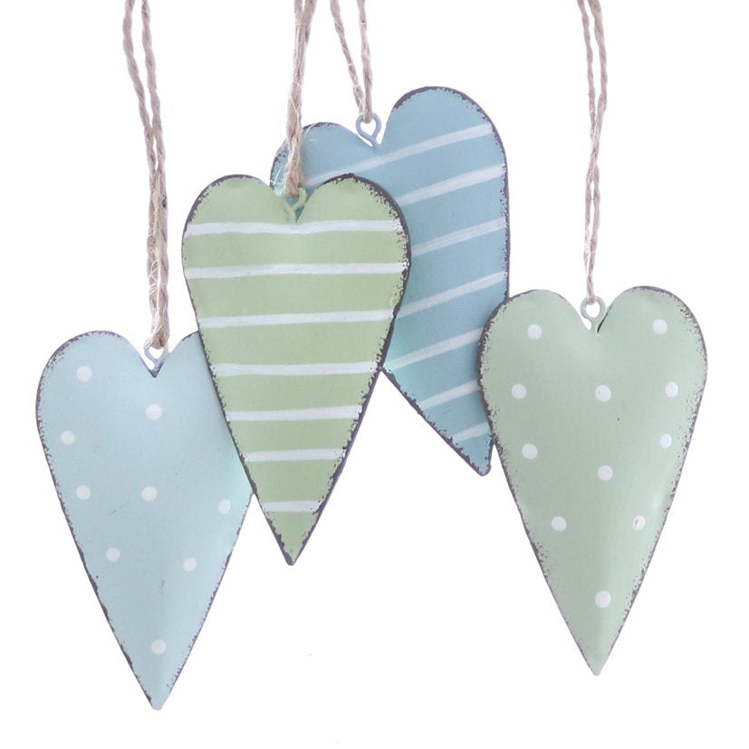 Metaalh.hart 4x7cm blauw mix 4st.