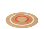 J-Line vloerkleed Rond Geometrisch - jute - naturel/donkeroranje - M