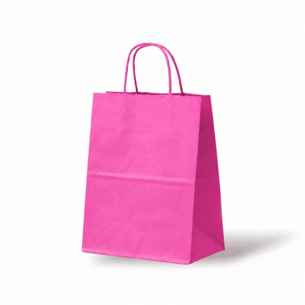 Papieren Tas (M) – Pink / Roze – 100 Stuks
