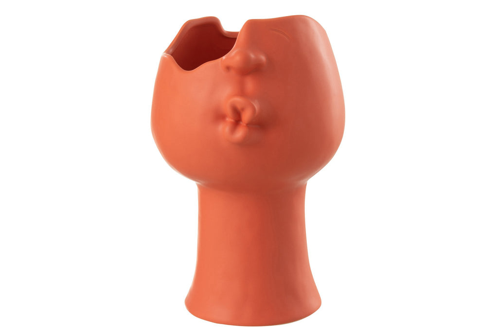 J-Line bloempot Enya - porselein - terracotta - Ø 17 cm
