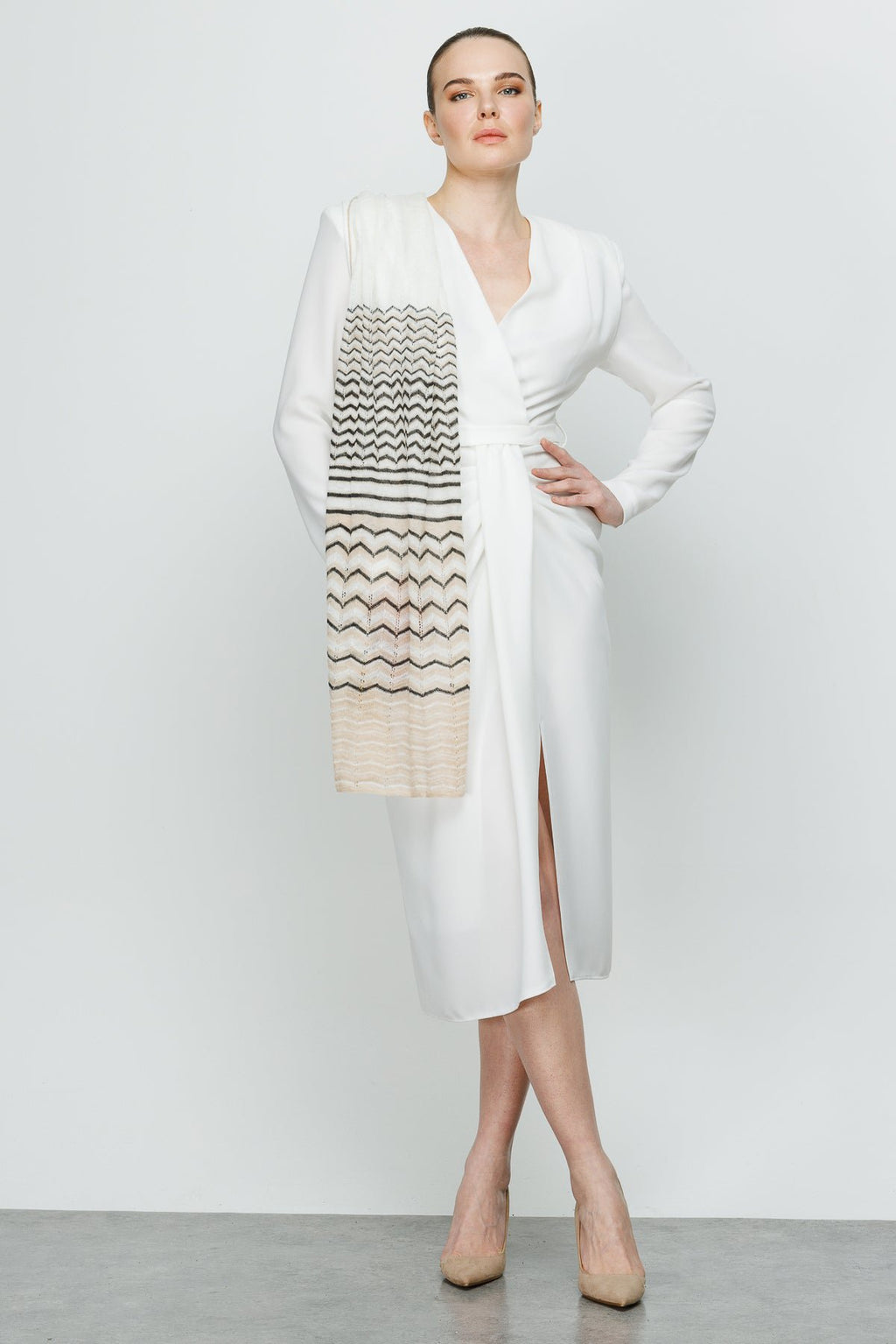Cybele Shawl Ecru-Beige-Black
