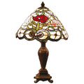 Tiffany Tafellamp Ø 32x47 cm Beige Groen Glas Roos Tiffany Bureaulamp