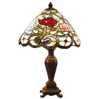 Tiffany Tafellamp Ø 32x47 cm Beige Groen Glas Roos Tiffany Bureaulamp