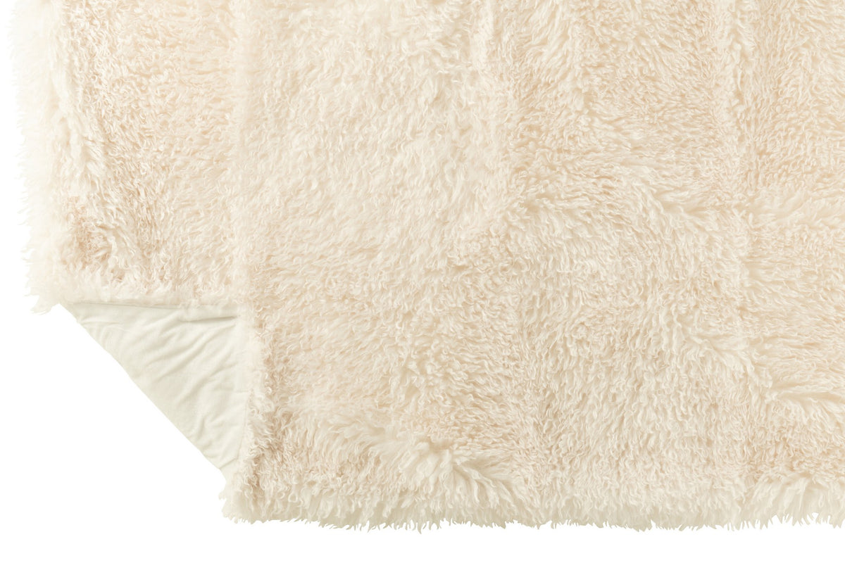 J-Line deken Moutie - polyester - wit