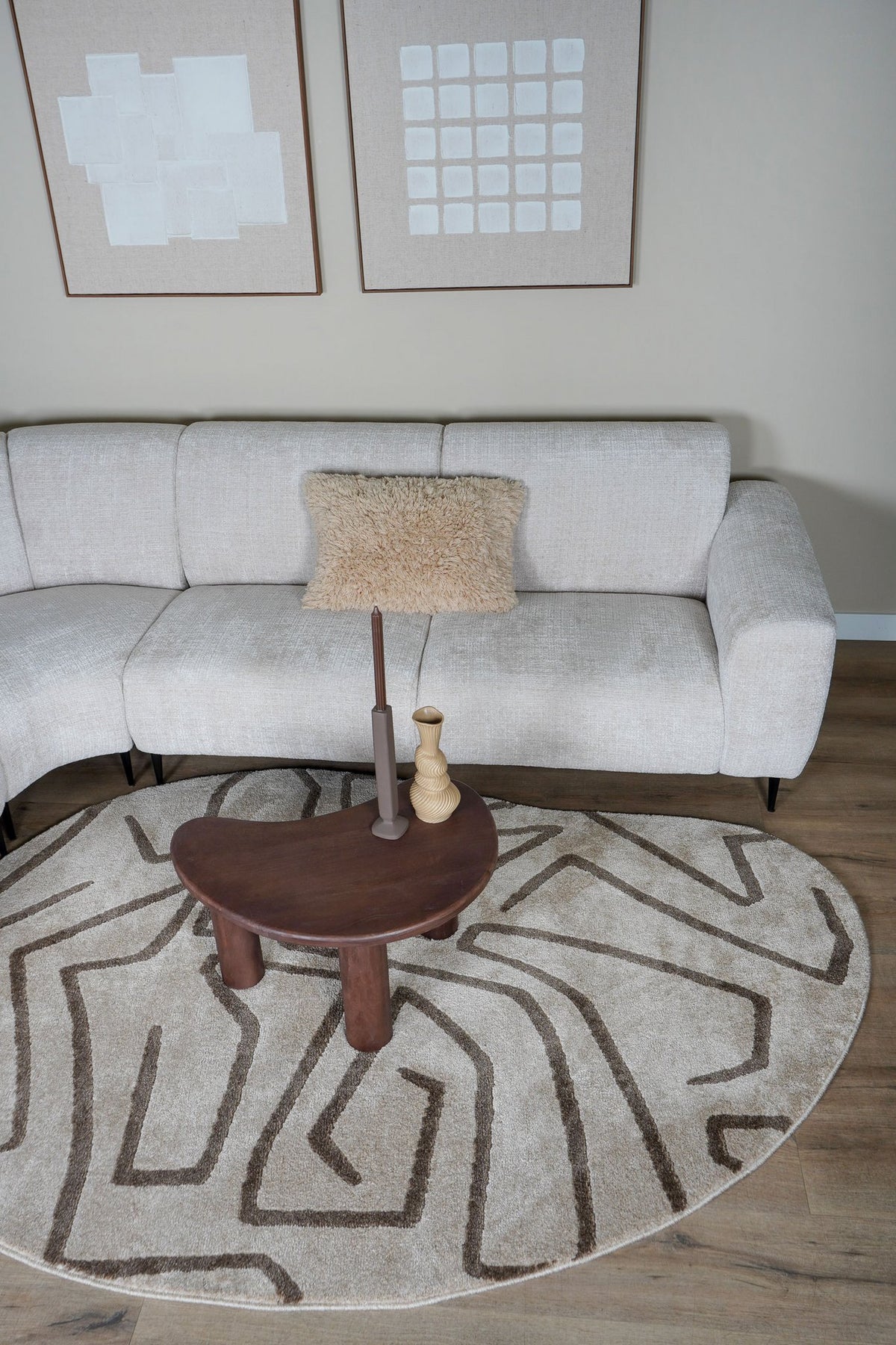 Vloerkleed Labyrint Beige - Organisch 160 x 230 cm