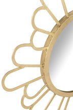 J-Line spiegel Bloem - metaal/spiegel - goud - Ø 90 cm