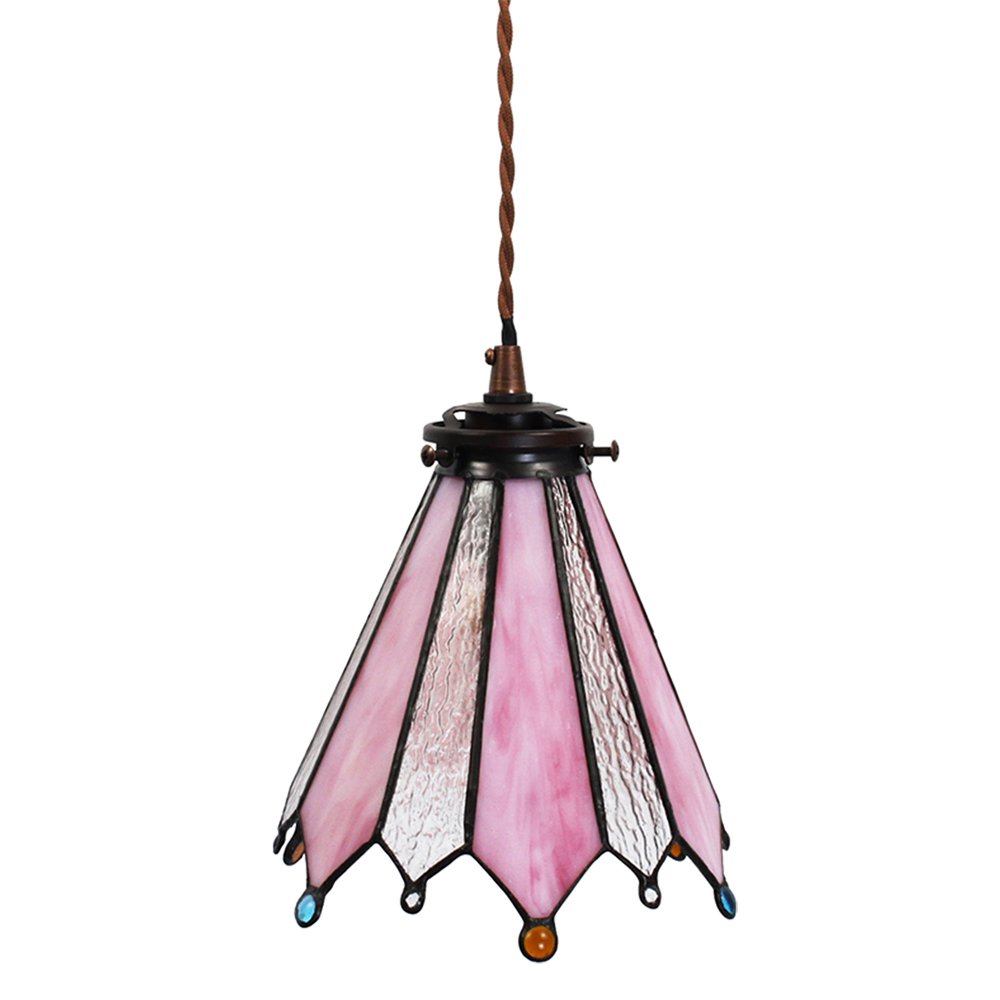 Hanglamp Tiffany Ø 18x90 cm Roze Glas Hanglamp Eettafel