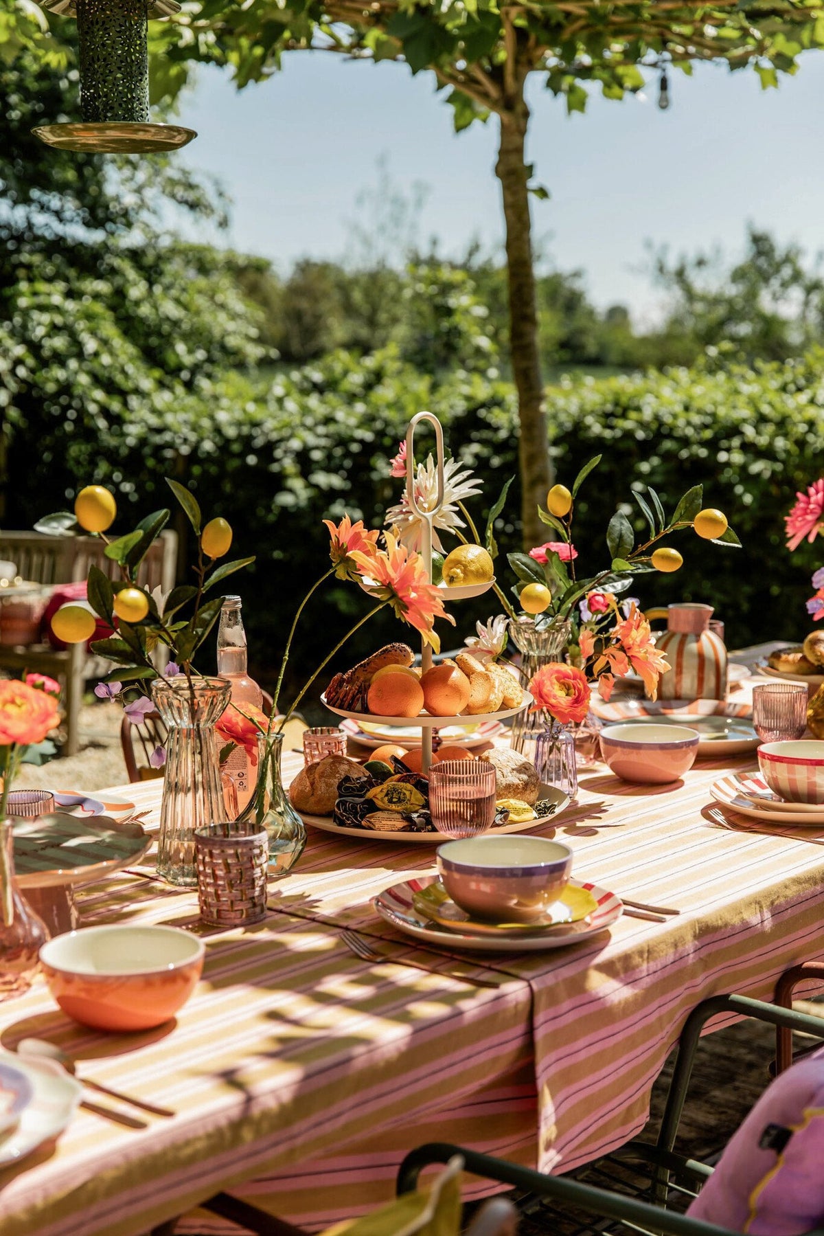 Mag dinerbord geel roze oranje rood 4 assorti