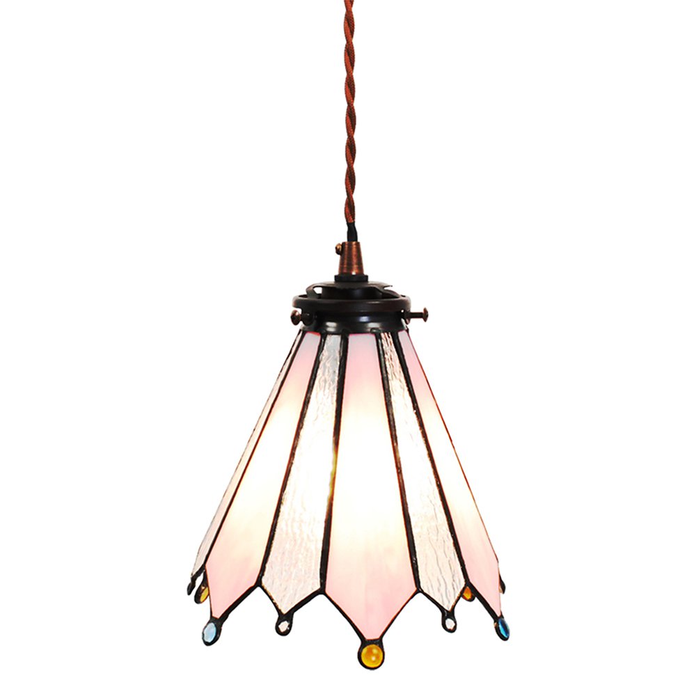 Hanglamp Tiffany Ø 18x90 cm Roze Glas Hanglamp Eettafel
