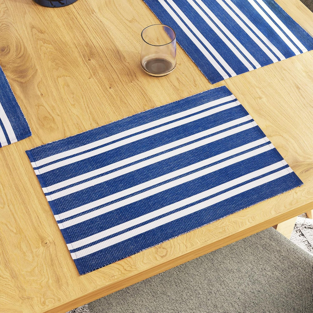 Tafelplacemats – geribbeld katoen, hittebestendig – 48x32 cm, set van 6