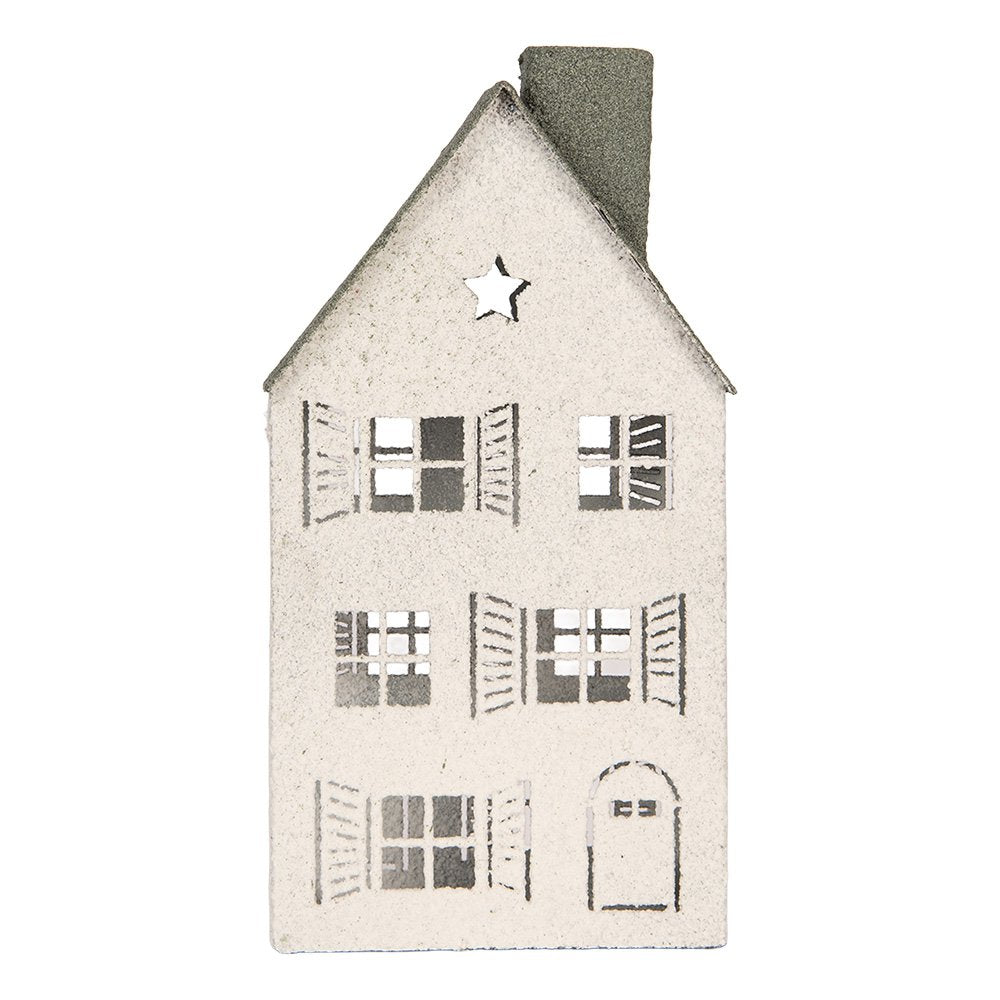 Decoratie Beeld Huis 16x9x32 cm Wit Metaal