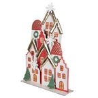 Kerstdecoratie Beeld Huis 30x8x46 cm Wit Rood Metaal