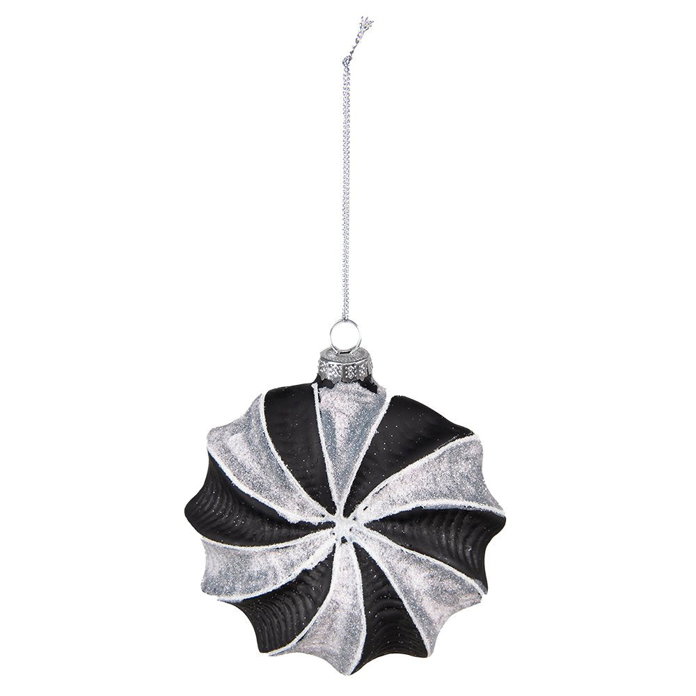 Kerstbal Set van 4 10 cm Zwart Grijs Glas Kerstdecoratie