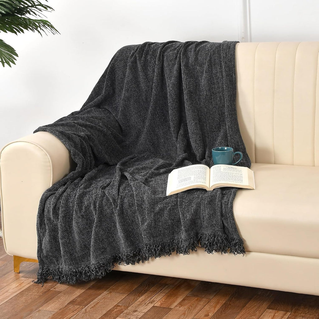 Zachte chenille plaid – deken – wafelgeweven polyester – 130x180cm eenpersoons