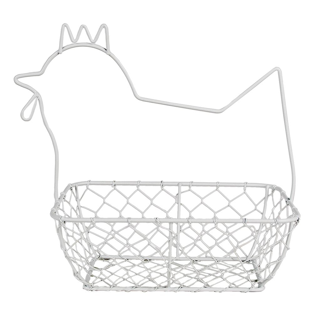 Eiermand 27 cm Wit Metaal Kip Keuken Mandjes