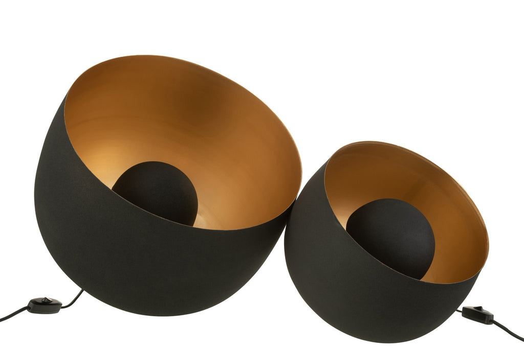J-Line tafellamp Rond - metaal - zwart/goud - large