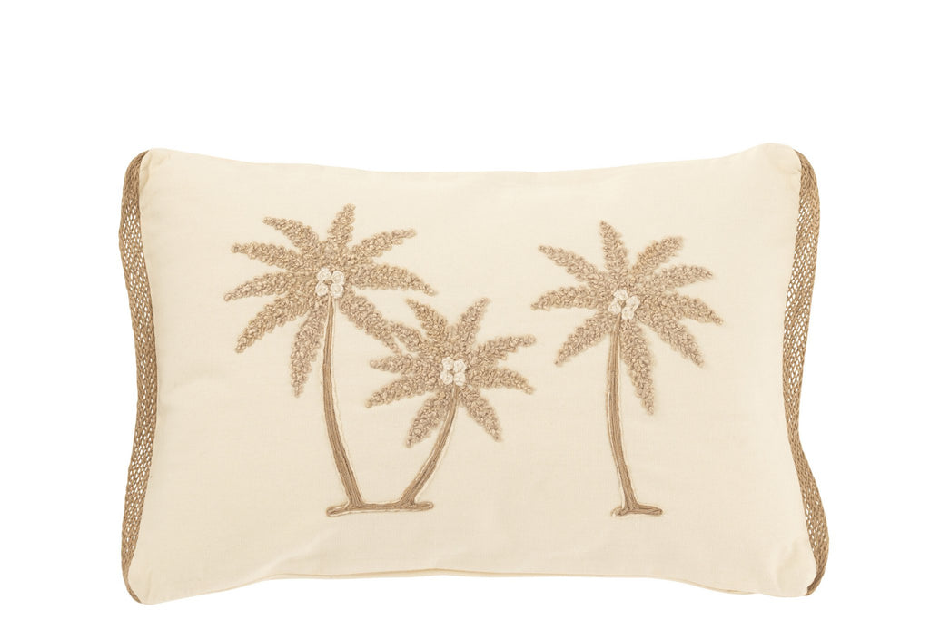 J-Line kussen Rechthoek Palmbomen - katoen - creme/beige