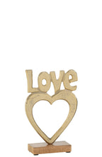 J-Line decoratie Love Hart Op Voet - aluminium/hout - goud - large