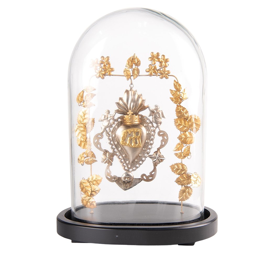 Stolp 26x16x37 cm Goudtkleurig Zwart Glas Hart Glazen Stolp