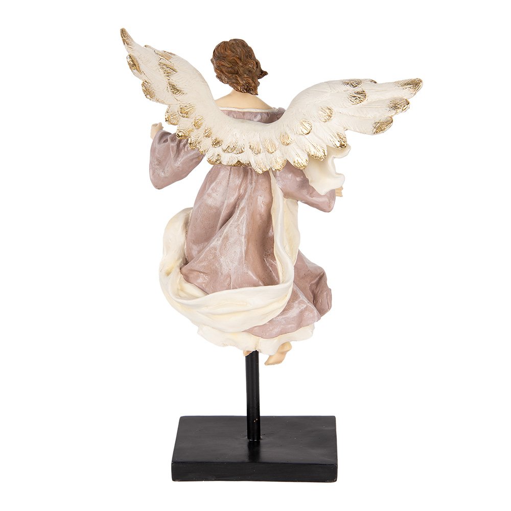 Decoratie Beeld Engel 23x21x42 cm Beige Kunststof