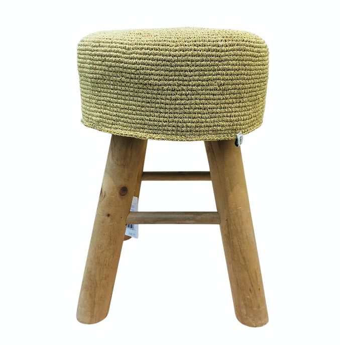 Luna-Leena kinderkruk met hoes goud - lurex & hout - handgehaakt Nepal