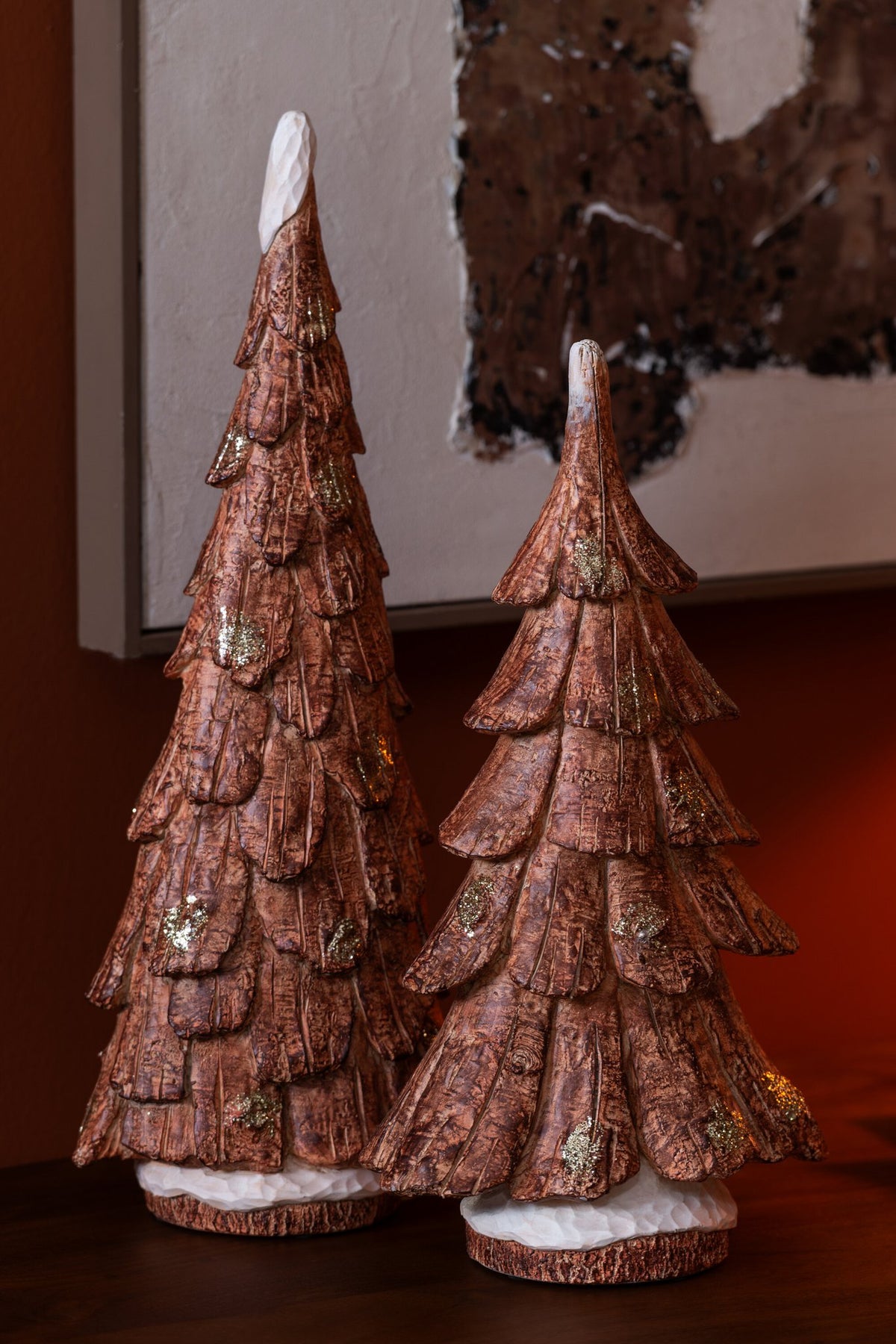 J-Line decoratie Boom Namaakhout - polyresin - camel - S