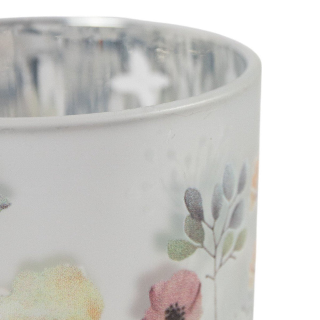 Theelichthouder Border bloemen vlinder medium 12cm