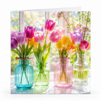 Wenskaart - "Kleurrijke tulpen" - 8 Stuks