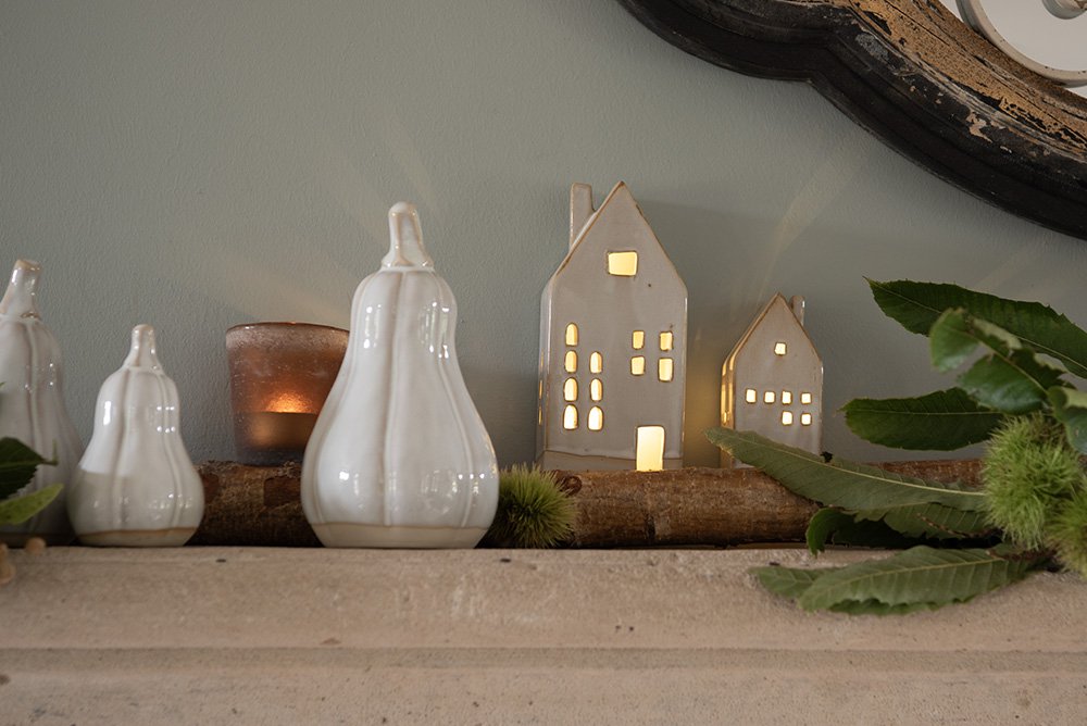 Decoratie Pompoen 15 cm Beige Porselein