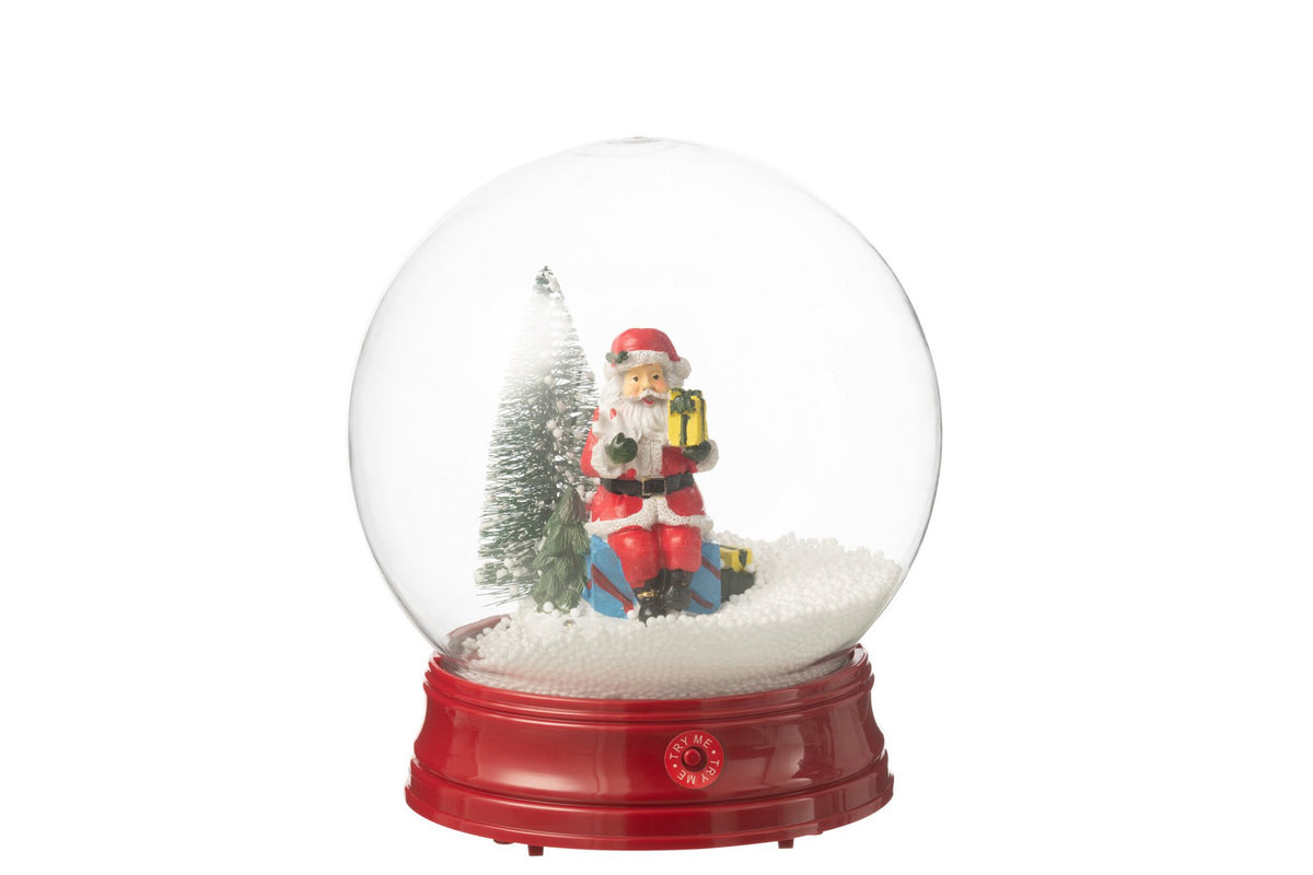 J-Line Sneeuwbol Kerstman Boom Led Resine