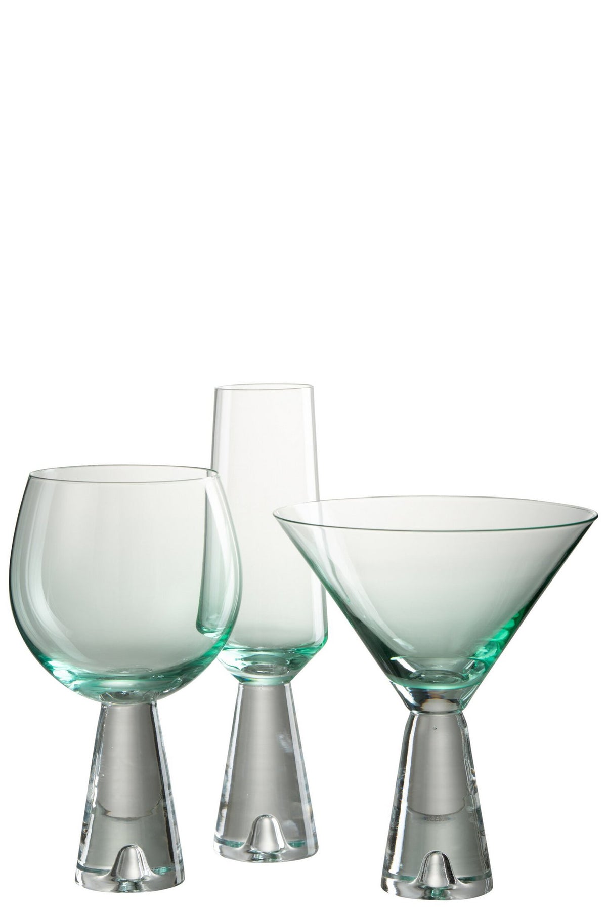 J-Line Lewis cocktailglas - glas - transparant/ azuur