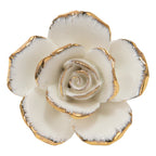 Deurknop Bloem 5 cm Wit Goudkledig Keramiek Meubelknop