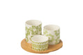 J-Line Set 3 Aperoschalen + Dienblad Bamboe Doos Keramiek Groen