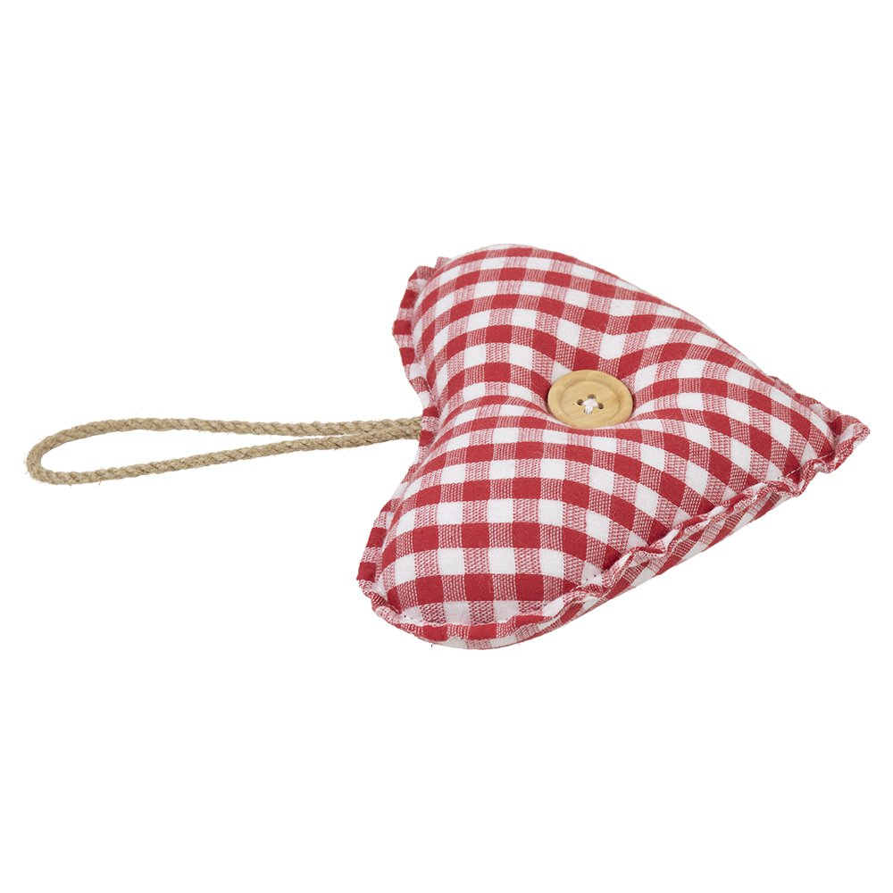 Hanger katoen hart rood knoop 16cm