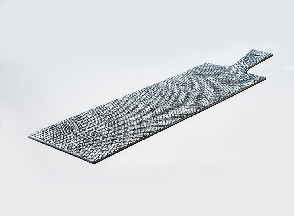 Golvende schotel Lang Large 58x15 Zwart en wit elegant