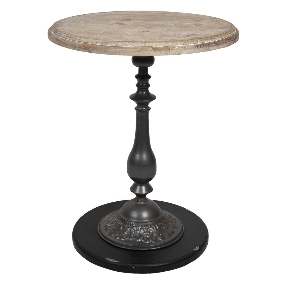 Bijzettafel Ø 50x64 cm Bruin Zwart Hout