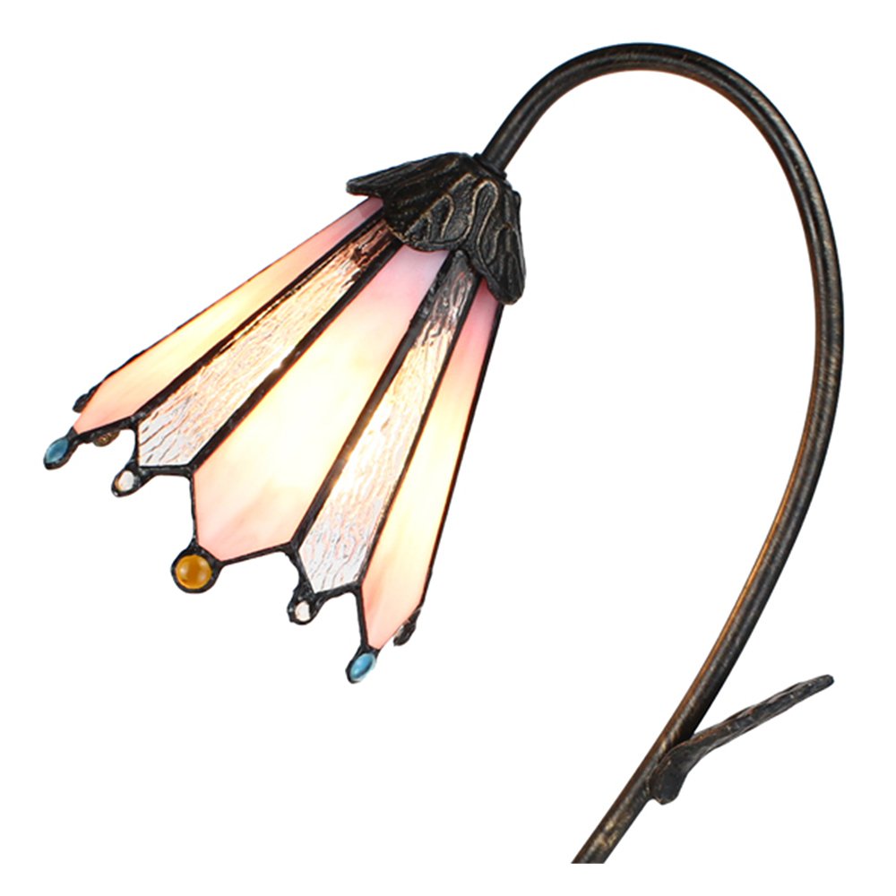Tiffany Tafellamp 48 cm Bruin Roze polyresin Tiffany Bureaulamp
