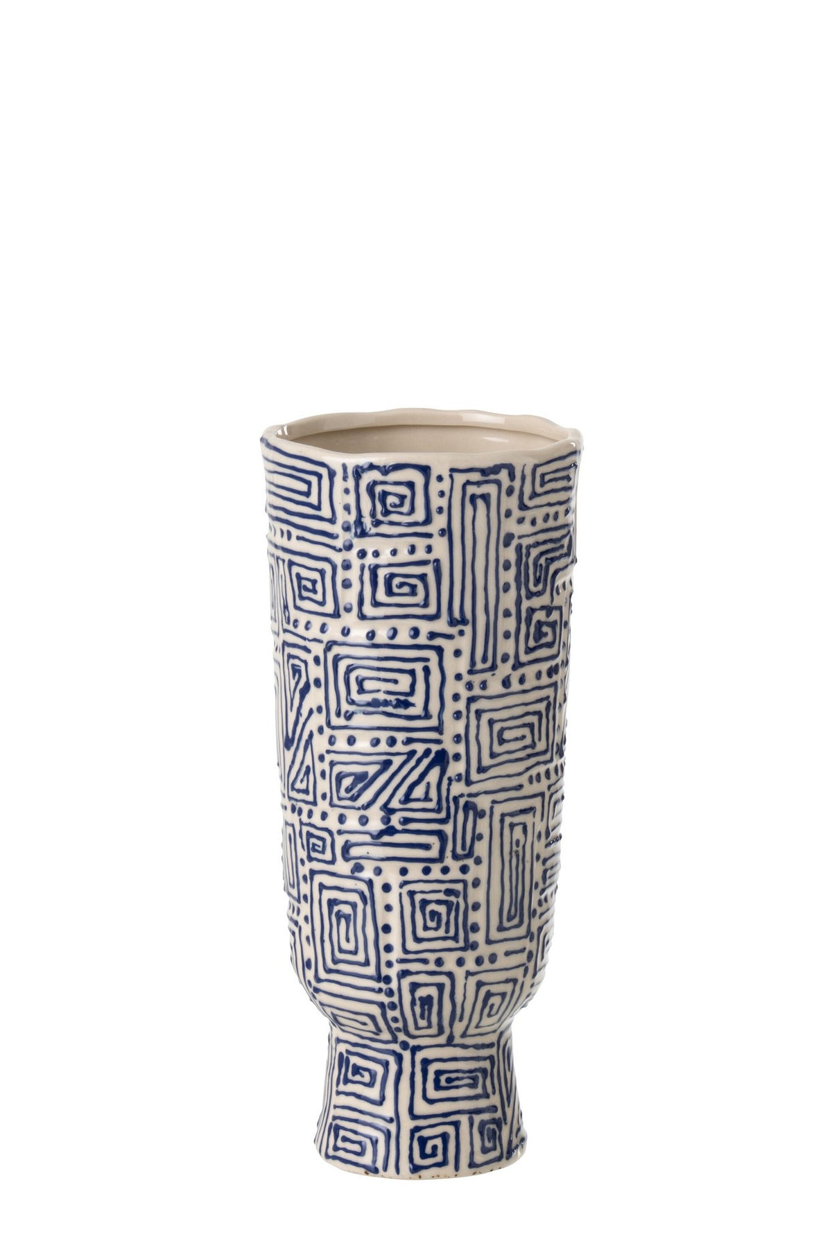 J-Line vaas Patroon - keramiek - wit/blauw - S