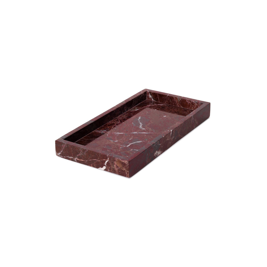 Marmer dienblad met rand 15x30cm rood
