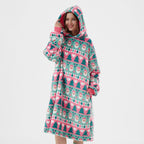 Textino Jolly Santa - Hoodie 70x110 cm - Volwassenen - Kerstmis - Geranium Roze - Roze