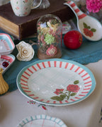 Serveerbord | Keramiek Handgeschilderde Ronde Rozen | 27 cm