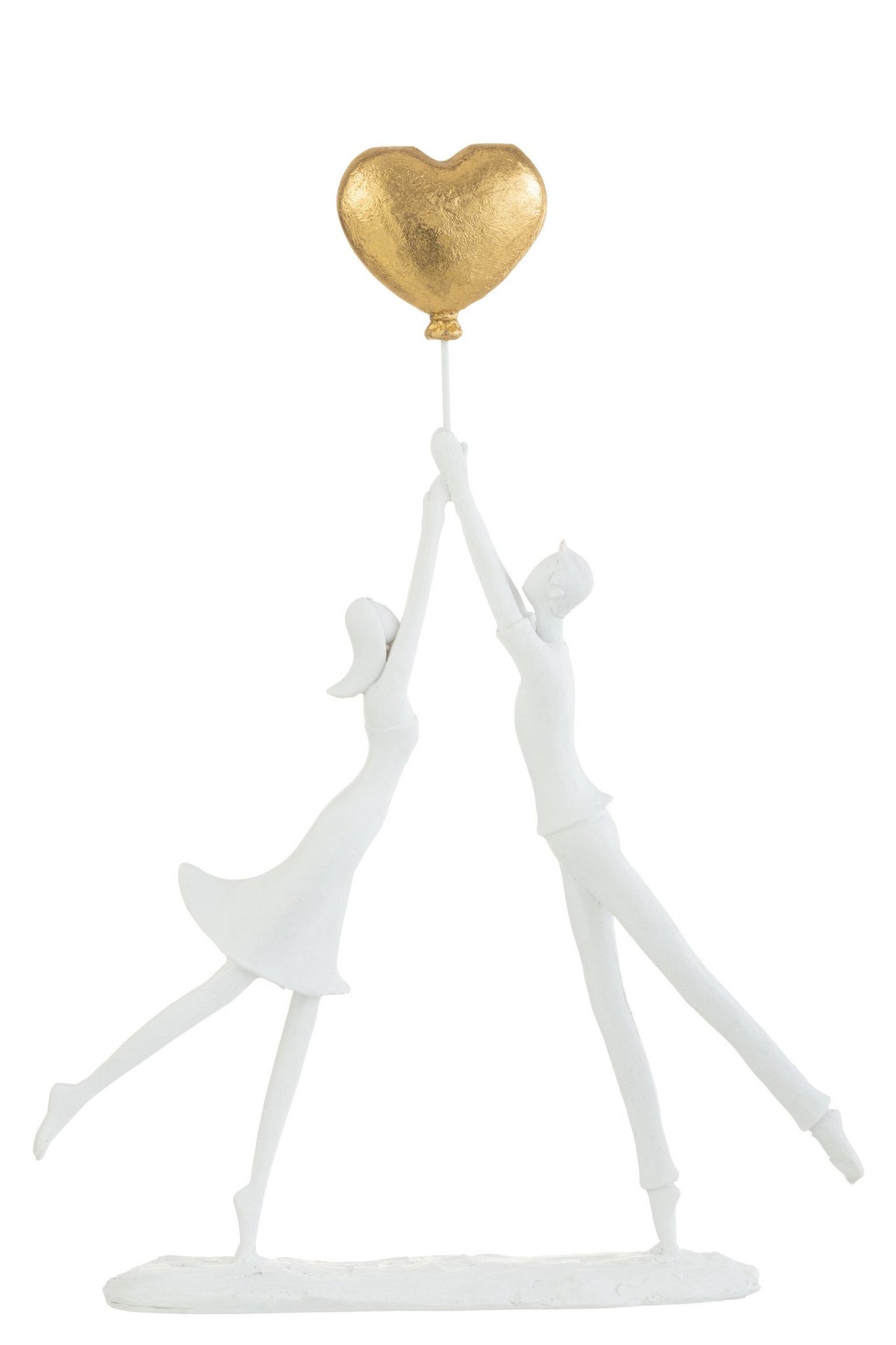 J-Line decoratie Koppel Staand Hart Ballon - polyresin - wit/goud