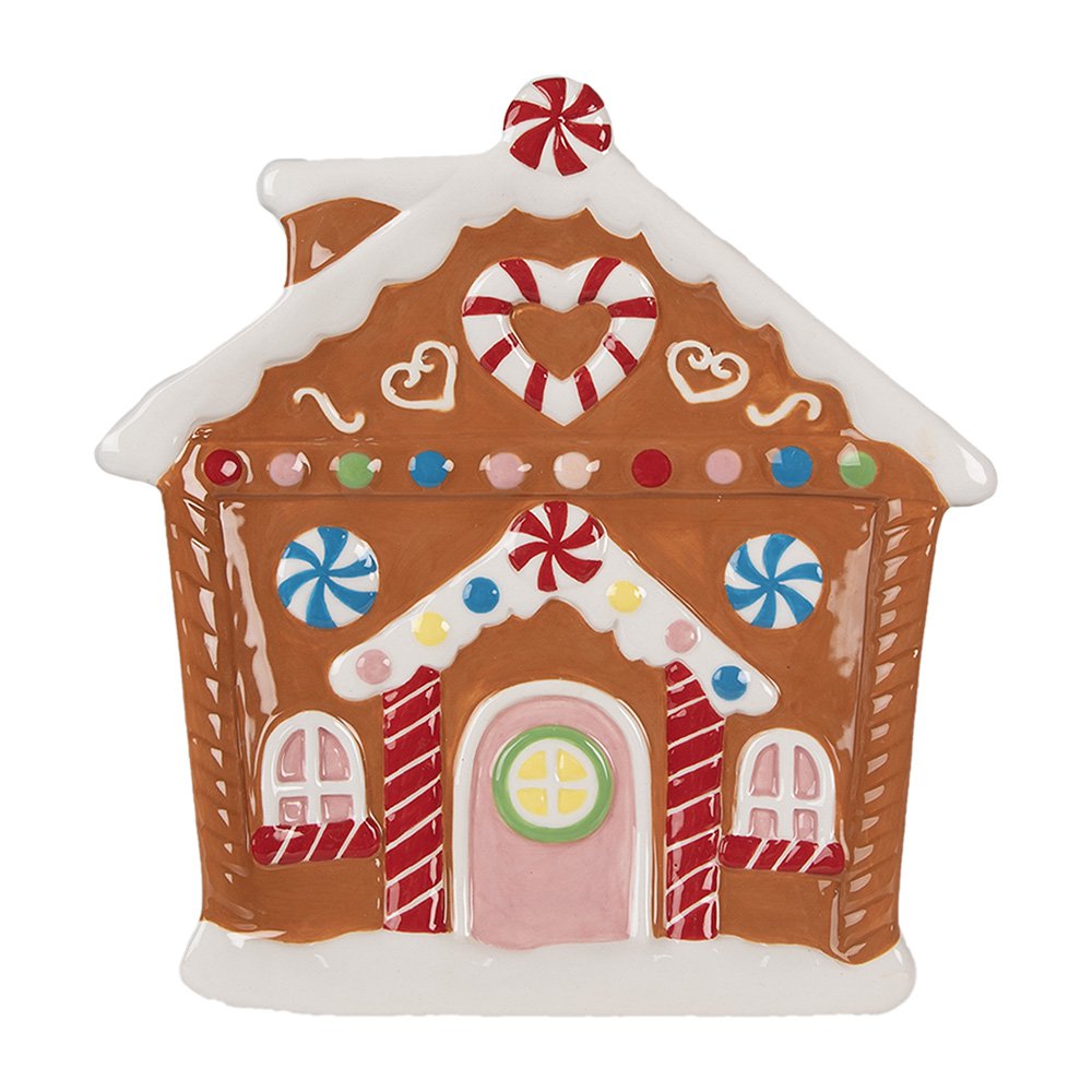 Ontbijtbord Gingerbread house 20x21x2 cm Bruin Keramiek Kerstdecoratie