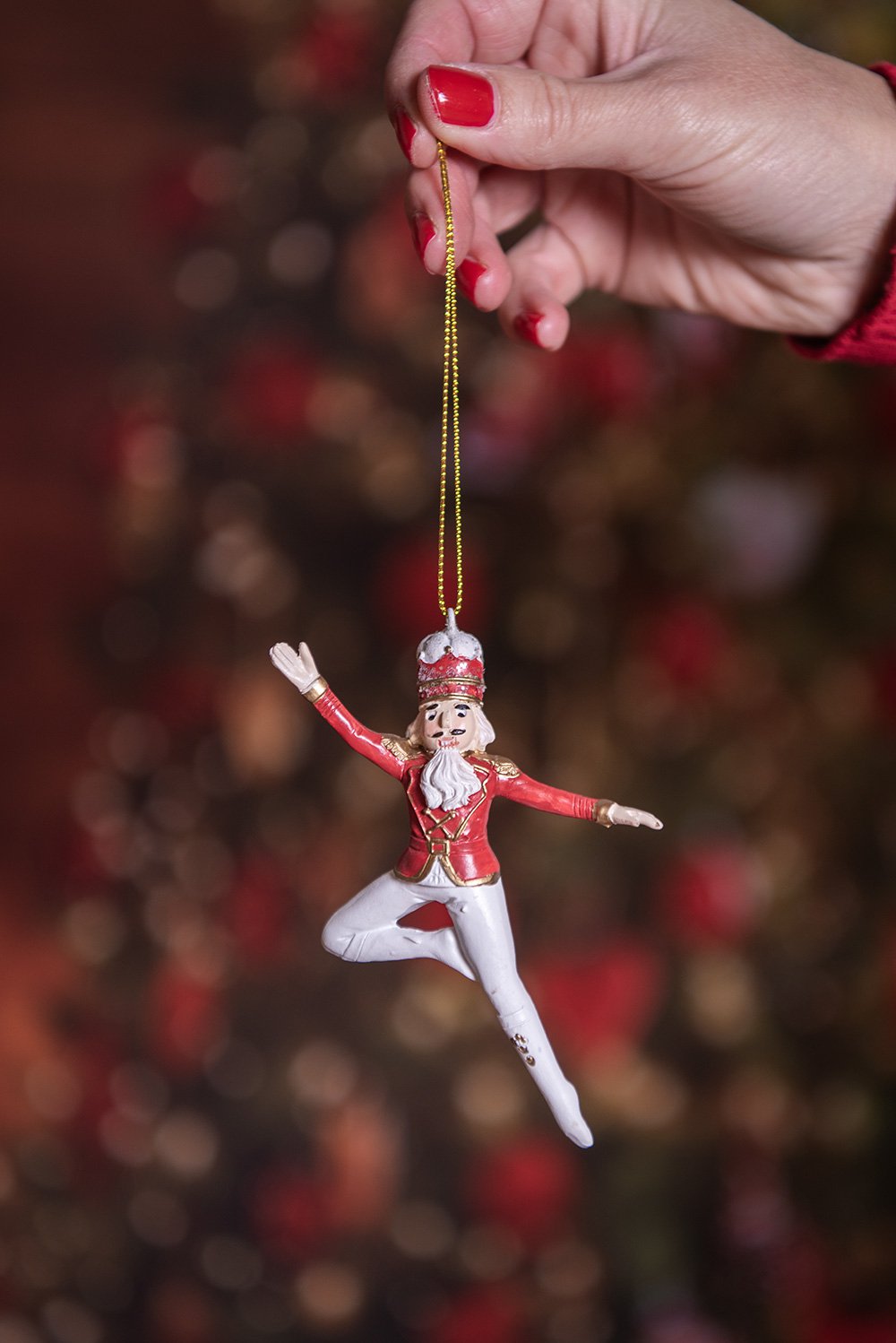 Kersthanger Notenkraker 11 cm Rood Wit Polyresin Kerstboomversiering
